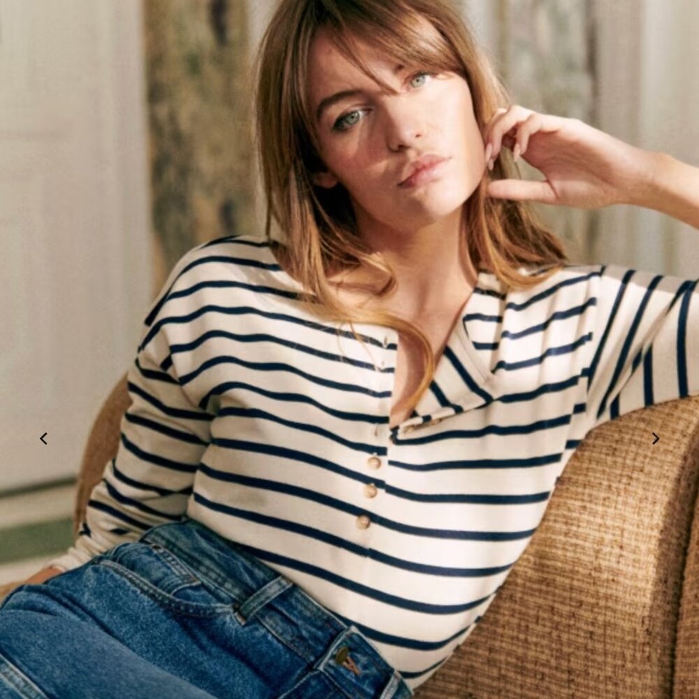 Sézane Gatsby Marinière in Ecru/Navy - Medium